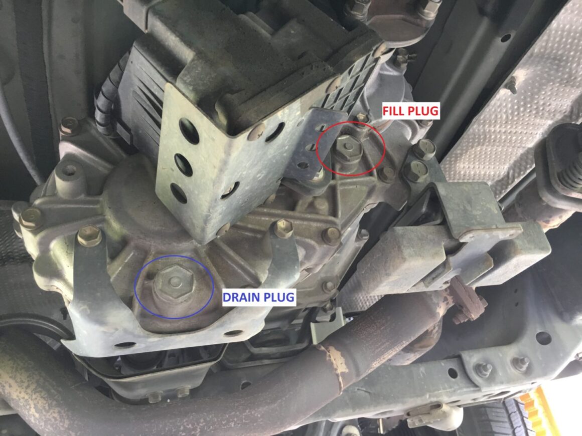 transfer case fluid replacement fill and drain plug locations