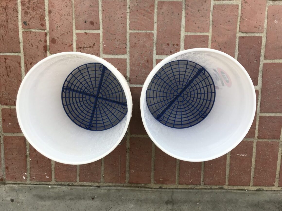 two buckets with grit guards