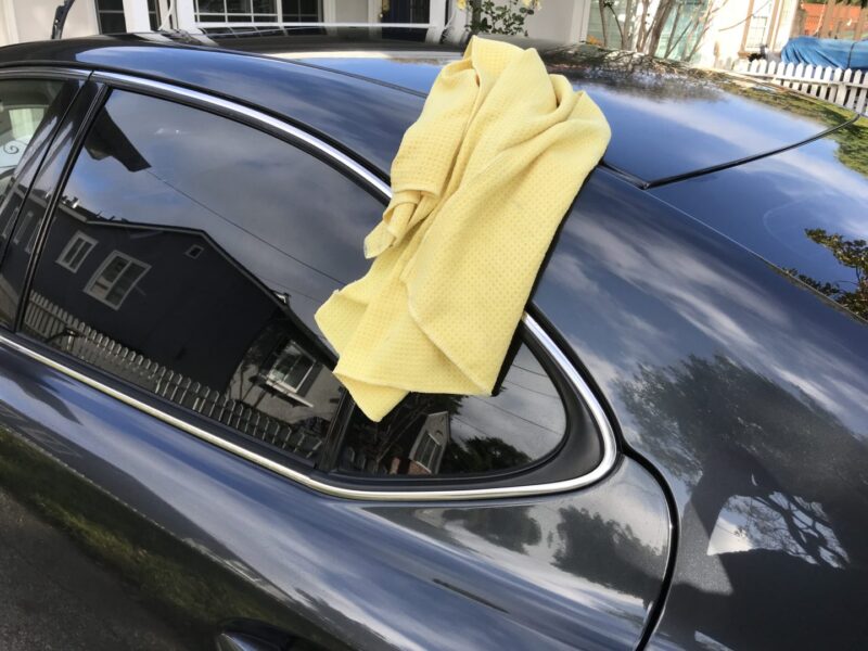 microfiber drying towel to dry exterior of car